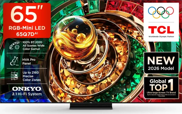 TCL Q7D 65 inch Ultra HD 4K Smart RGB-Mini LED TV (65Q7D)