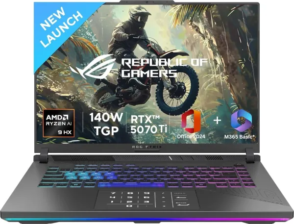 Asus ROG Strix G16 G614PR-RV032WS Gaming Laptop (AMD Ryzen 9 8940HX/ 16GB/ 1TB SSD/ Win11/ 12GB RTX 5070Ti Graph)