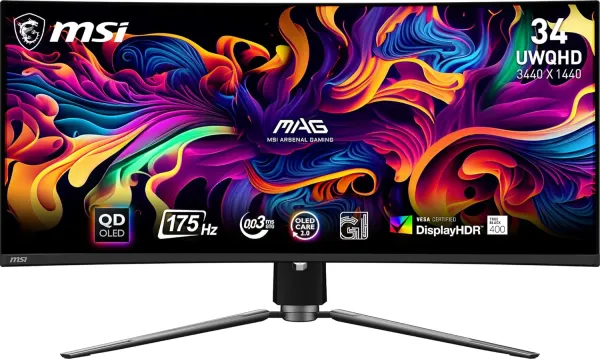 MSI MAG 341CQP QD-OLED 34 inch UWQHD Curved Gaming Monitor