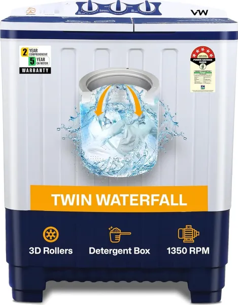 VW Pure Wash 7.5 kg Semi Automatic Washing Machine