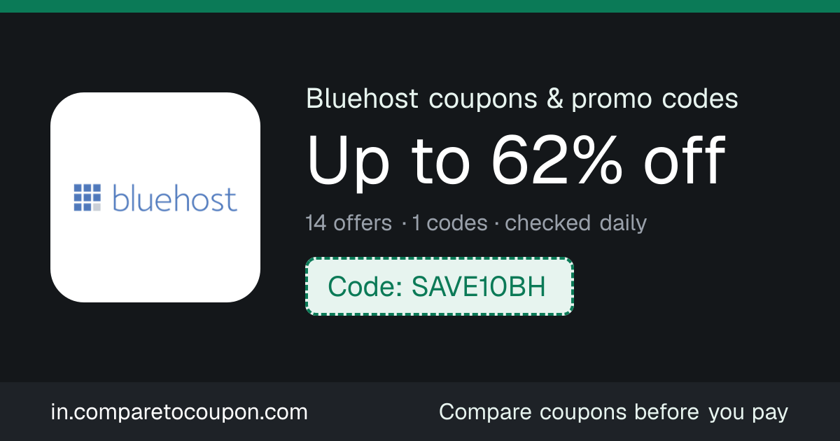 Bluehost Coupon Codes Oct 2026: Up to 62% Off | 14 Live Offers