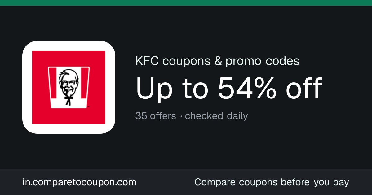 KFC Coupon Codes Oct 2026: Up to 54% Off | 35 Live Offers