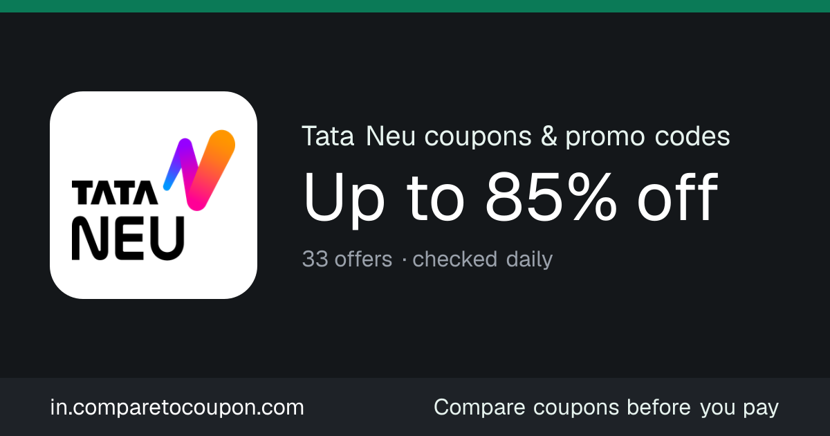 Tata Neu Coupon Codes Oct 2026: Up to 85% Off | 33 Live Offers